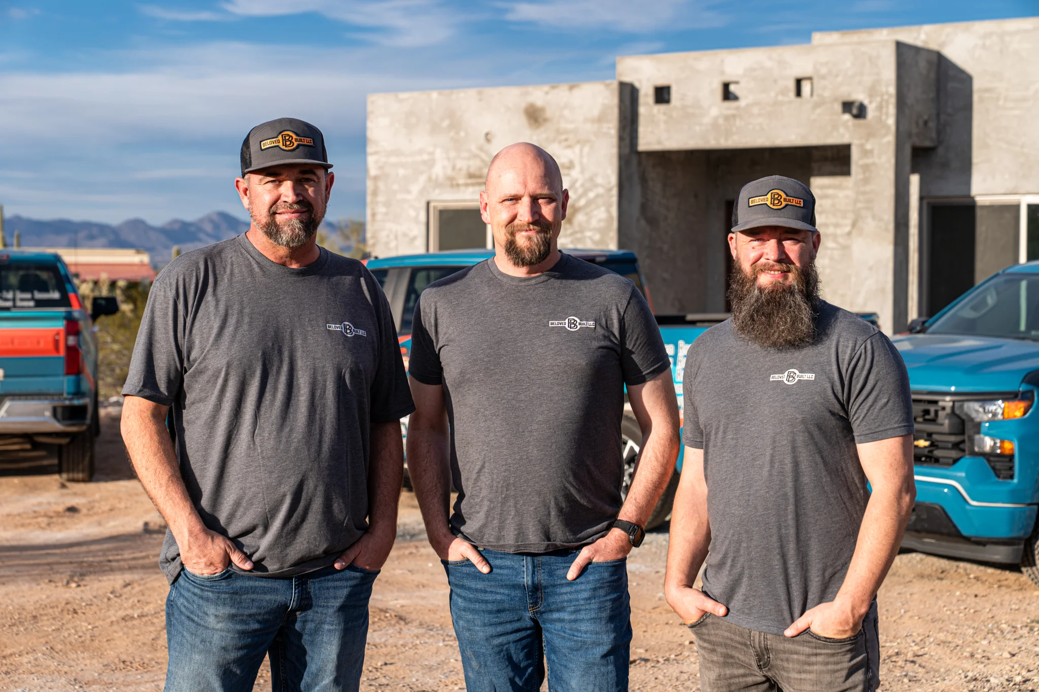 The three Beloved Built owners on a Tucson job site